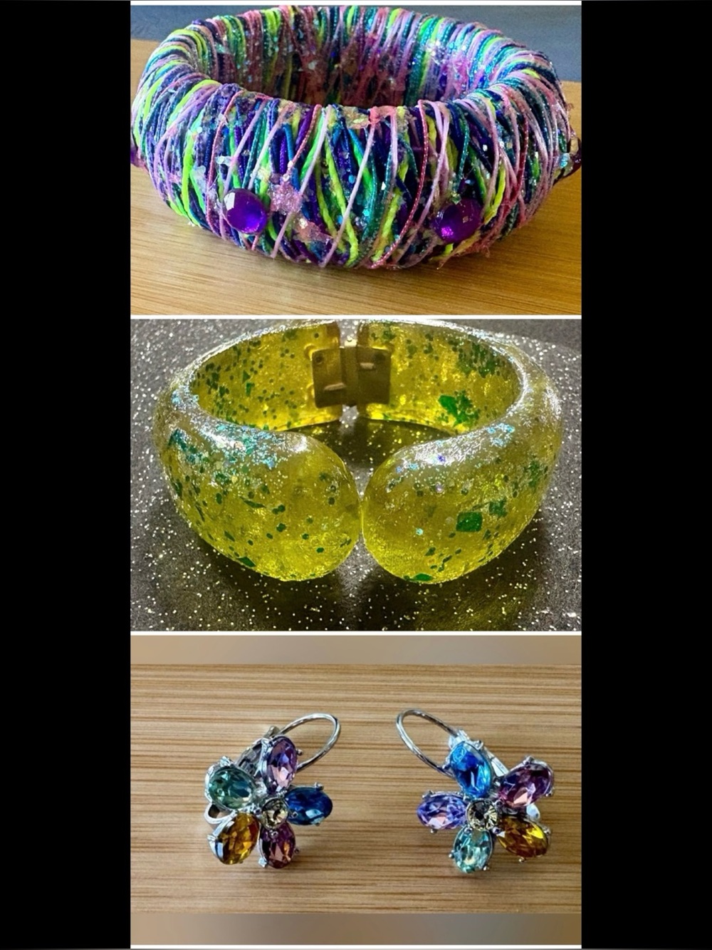Multicolor Glitter Bracelet Set - Bright Neon